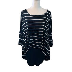 White House Black Market szXS black & white stripped long sleeve mini dress EUC